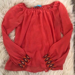 Francesca’s Sheer Flowy Blouse